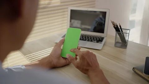 Close-Up of Hand Touching Smartphone Screen, Modern Communication Technology, Stock Footage 263476946