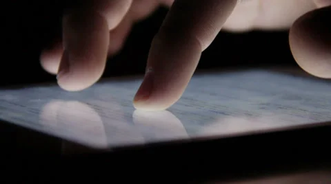 Close Up Hand Touching Tablet Computer Screen HD Stock Footage