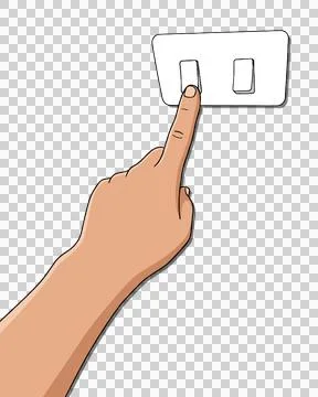 Close up of hand turning off light switch Illustrazione stock