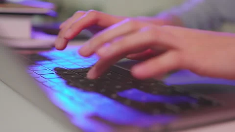 Close up of hand typing on the computer keyboard on wooden desk. 스톡 동영상 153973213
