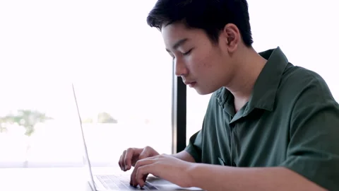 Close-up hand typing computer on keyboard for studying in private course , .. Stock Footage 245489731