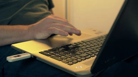 Close up of a hand typing on laptop keyboard at home 스톡 동영상 55492519