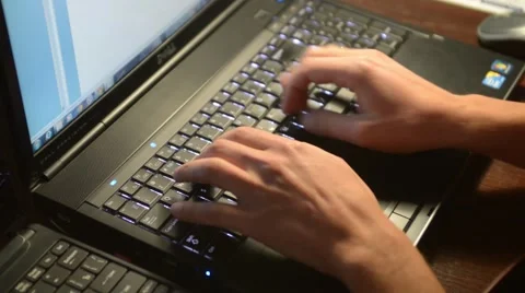 Close Up Of A Hand Typing On Laptop Keyboard Stock Footage 55848082