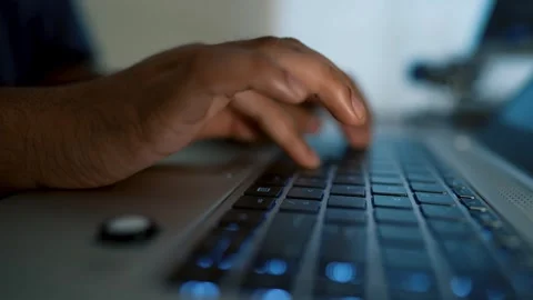 Close-up of Hand Typing on Laptop Keyboard, Closeup of Typing Hands on Lapt.. Stock Footage 315982571