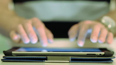 Close-Up Hand Typing On Tablet Computer Stock Footage 49655972