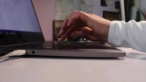 Close up of hand typing text using laptop computer and internet. Stock Footage 166147682