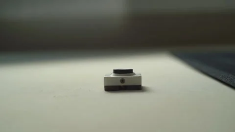 Close-up hand of unrecognizable man pushing doorbell button in entryway of Video stock 146635041