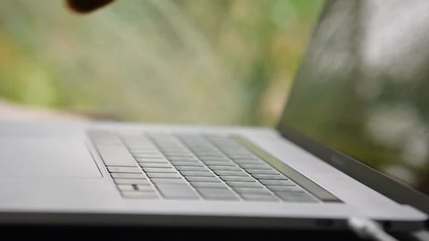 Close up hand use laptop. Stock Footage 128285041