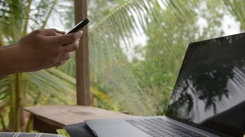 Close up hand use laptop. Stock Footage 128285059