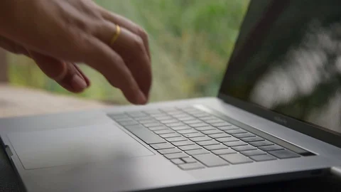 Close up hand use laptop. 스톡 동영상 128285165