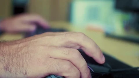 Close-up of a hand using a computer mouse. Stock Footage 317090216