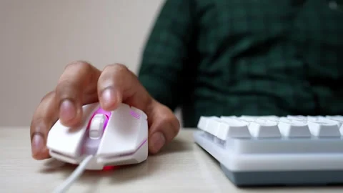 Close-up of Hand Using Computer Mouse and Keyboard Stock Footage 317737144