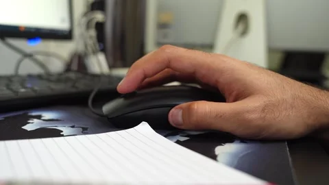 Close Up of Hand Using Computer Mouse Stock Footage 335186322