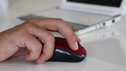 Close Up Hand Using Computer Mouse at Desk Stock Footage 346181576