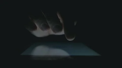 Close-up of hand using digital tablet at night. Stock Footage 191531077