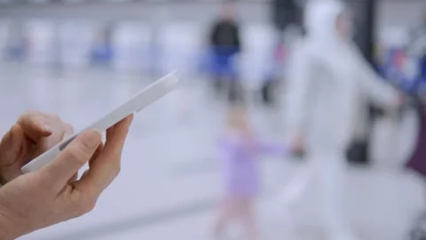 Close-up of hand using phone at airport Stock Footage 342067551