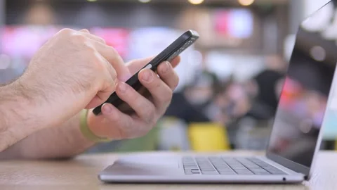 Close-up of hand using phone Stock Footage 342054795