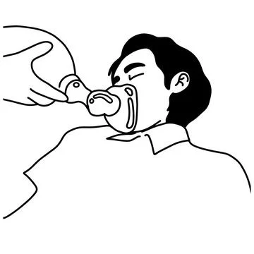 Close-up hand using respiratory sopport mask and ambu bag on patient vector i Stock Illustration