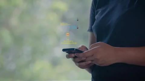 Close-up on hand using smart phone online shopping with the help of the chatbot. Video stock 343952426
