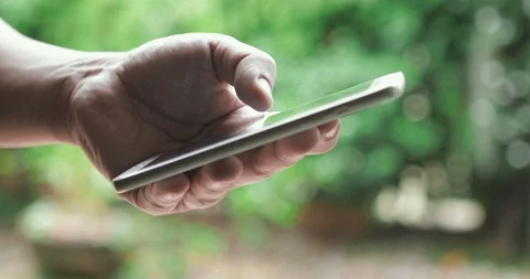 Close up the hand using smartphone touching display screen , 4K Dci resolutio Stock Footage 92193818