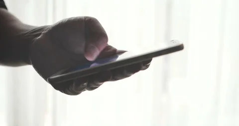 Close up the hand using smartphone touching display screen , 4K Dci resolutio Stock Footage 92232889