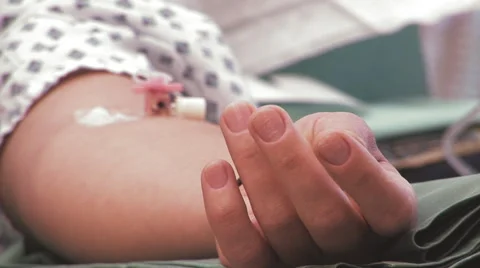 Close Up Hand With Venous Catheter Stock Footage 66535203