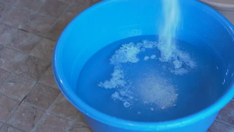 Close up. Hand washing laundry basin. Stock Footage 209127991