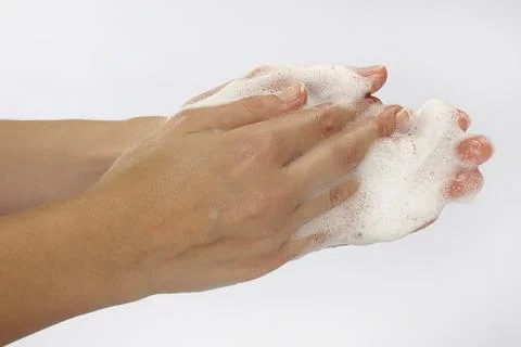 Close-up of hand washing, soaping hands Stock Photos