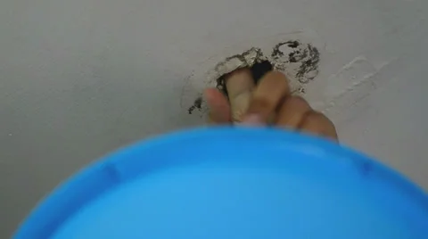 Close up hand with water damaged ceiling Video stock 34261823