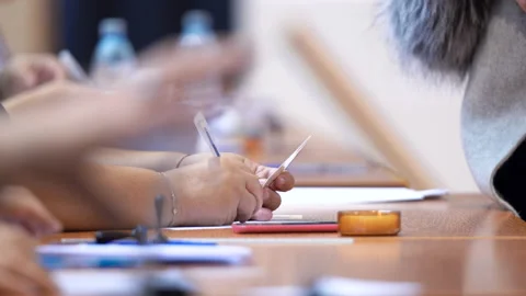 Close-up of Hand that Writes Information from Identity Card. Voting in Elections Stock Footage 134039024