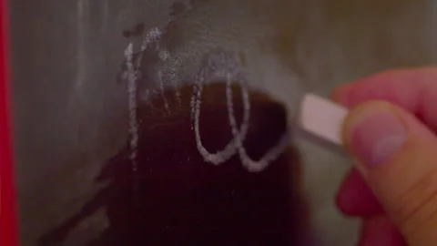 Close up of hand writing equation A plus B equals AB on chalkboard Stock-Footage 335191727