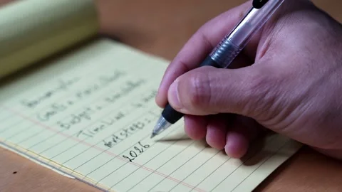 Close Up Hand Writing Future Business Plan Notes Stock Footage 337244617