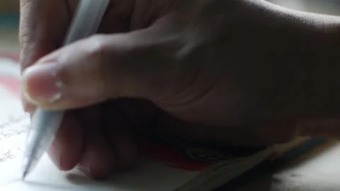 Close-up Hand Writing Notes with Pen Stock Footage 317229916