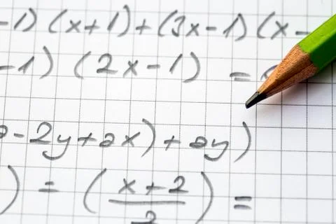 Close-up of Hand written Mathematical Formulas. Concept of Education Stock Photos