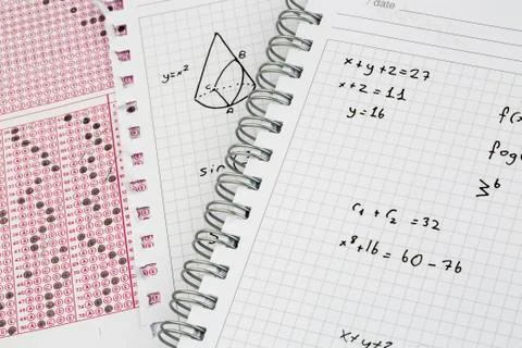 Close-up of Hand written Mathematical Formulas. Concept of Education Stock Photos