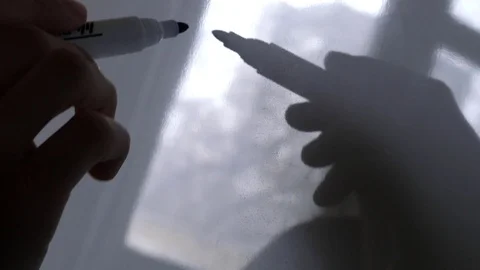 Close up hand writting 3.14 with marker on white board. Pi Day Video stock 103476700