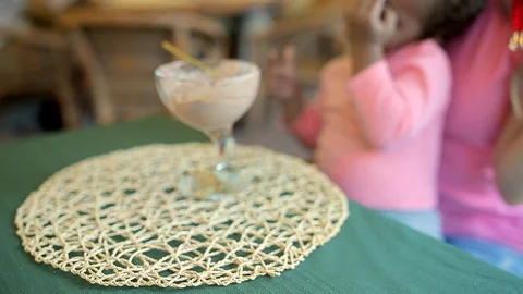 Close up. Hand of a young mother, drinking lemonade. Stock Footage 94175375