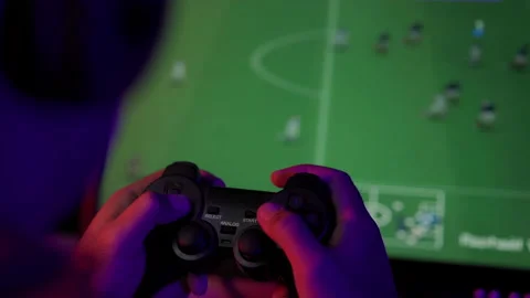 Close up hand young Player video computer pc. Young man sitting on chair in game Stock Footage 162373877