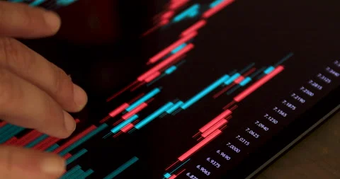 Close-up of handheld analyzing the market exchange, 4k video Stock Footage 169882558