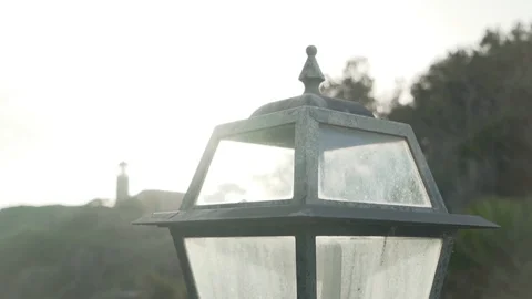 Close-up handheld shot of lamp post against clear sky Stock Footage 120067902