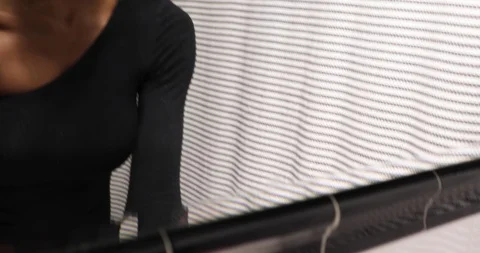 Close-up handheld tilt down shot of woman washing her hands Stock Footage 120430141