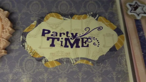 Close up of handmade work on the theme of party time, desserts, memories in deta Stock Footage 106689103