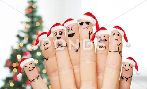 Close up of hands and fingers with smiley faces Stock Photos