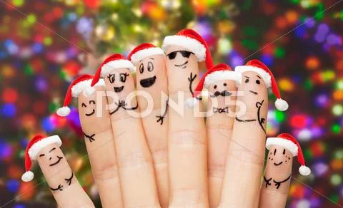 Close up of hands and fingers with smiley faces Stock Photos