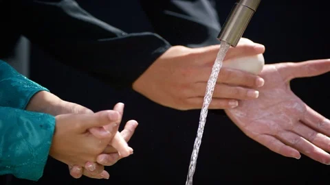 Close-up of hands and hand santizer Stock Footage 127043772