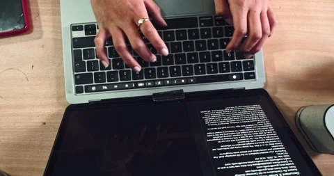 Close-up, hands and laptop for typing, writing and working. Stock Footage 317107831