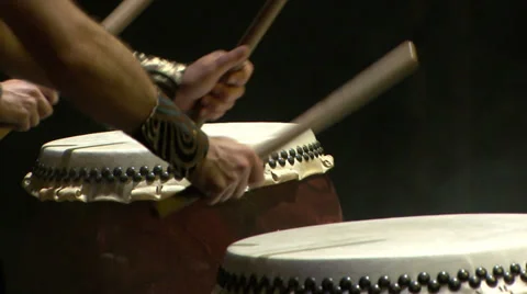 Close up of hands beating a japanese drums Stock Footage 39173945