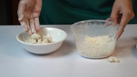 Close up of Hands Breading Prawns for Deep Frying 스톡 동영상 334322463