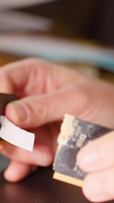 Close Up of Hands Breaking a Computer RAM Memory Module in Half Stock Footage 327260682