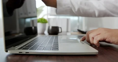 Close up hands business man open notebook and using laptop Stock Footage 139956609